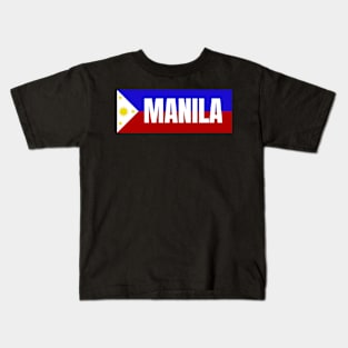 Manila City in Philippines Flag Kids T-Shirt